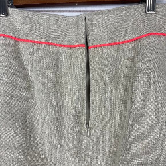 Ann Taylor Loft Skirt Womens 6 Pure Linen Neon‎ Trim Tan - Picture 5 of 8